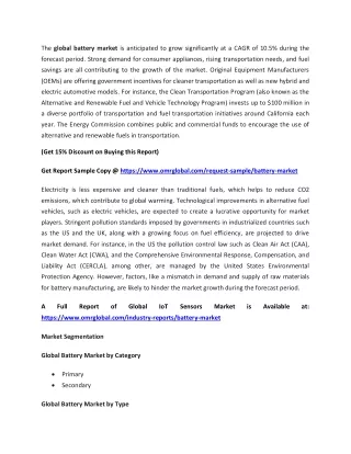 the global battery market is anticipated to grow