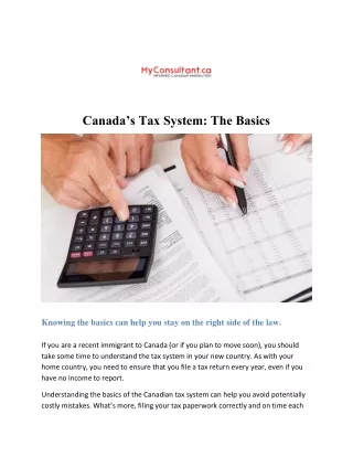 Canada’s Tax System- The Basics