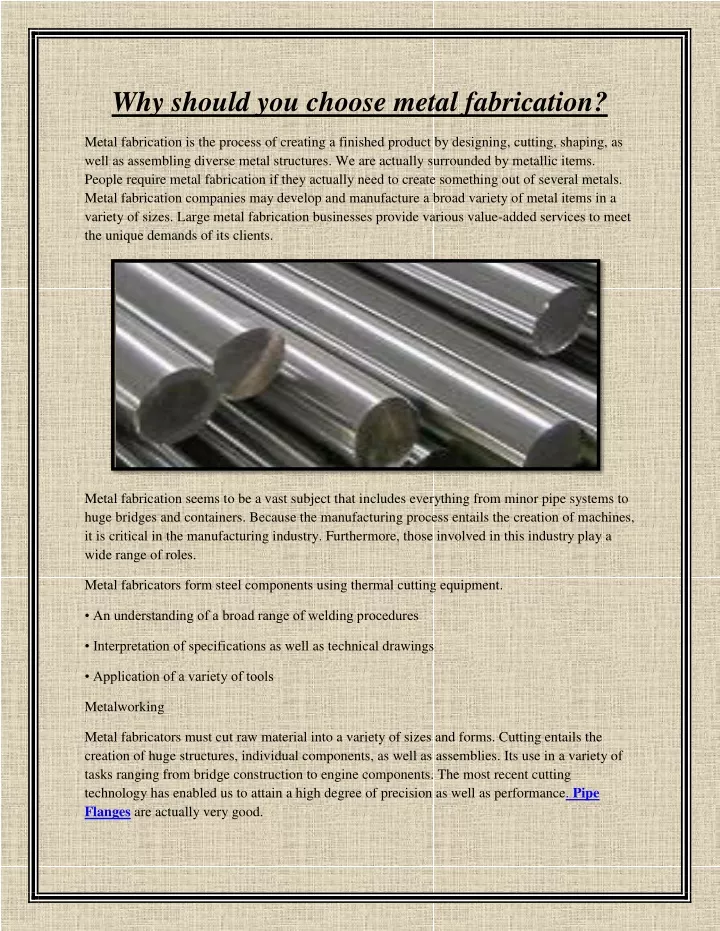 why should you choose metal fabrication