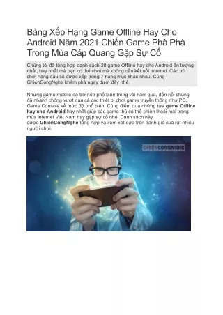 Game Offline hay cho Android