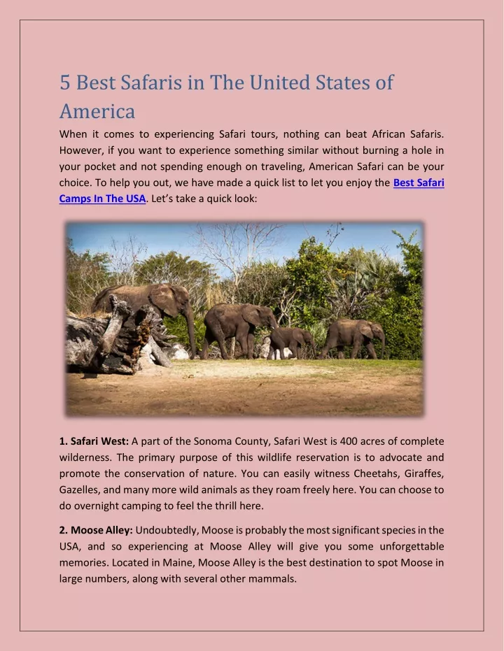 5 best safaris in the united states of america