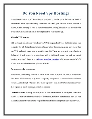 do you need vps hosting