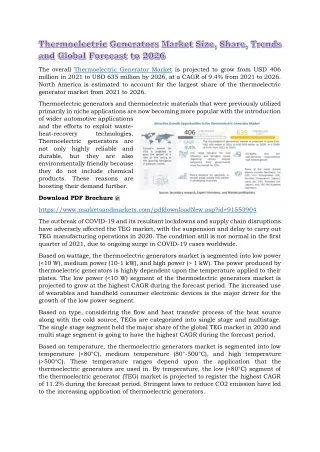 the overall thermoelectric generator market