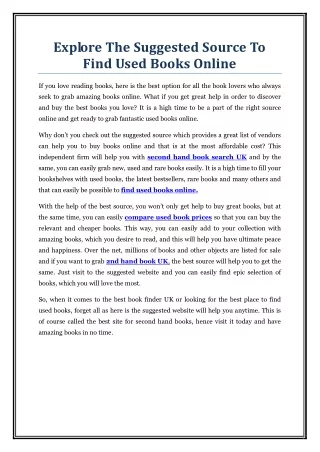 explore the suggested source to find used books