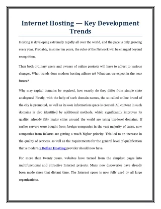 internet hosting key development trends