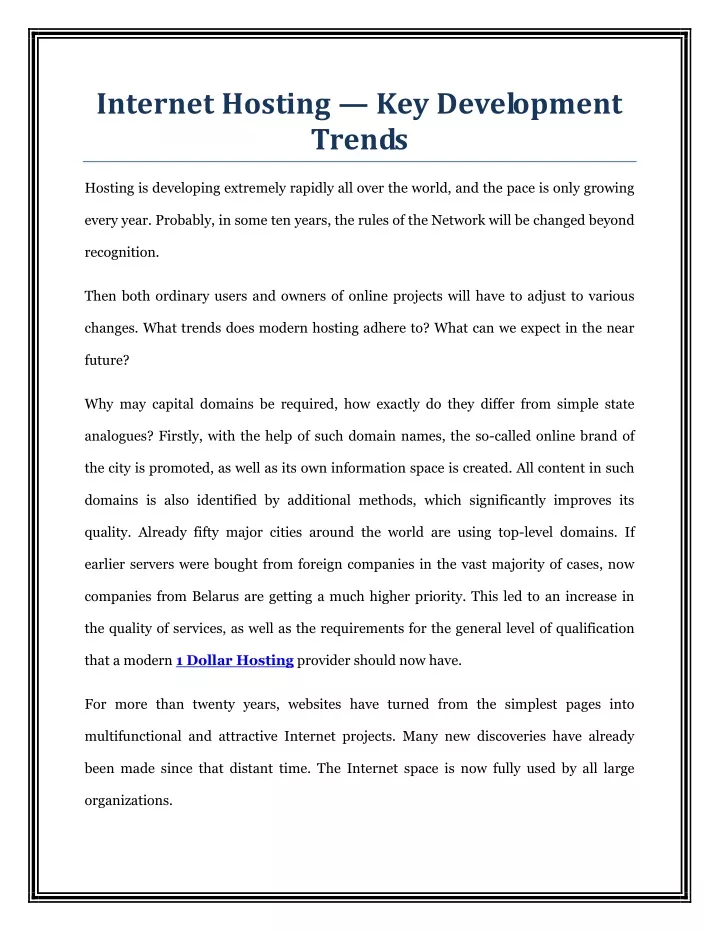 internet hosting key development trends