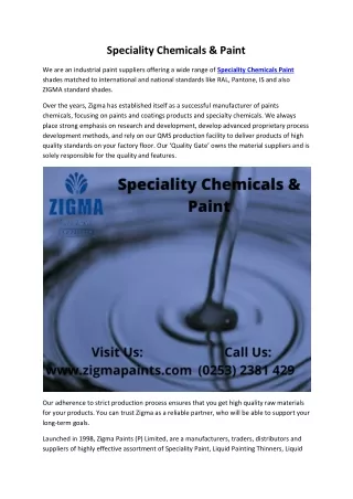 speciality chemicals paint