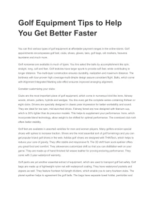 Golf Equipment Tips to Help You Get Better Faster