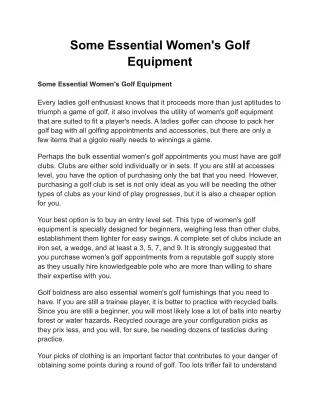 Some Essential Women's Golf Equipment