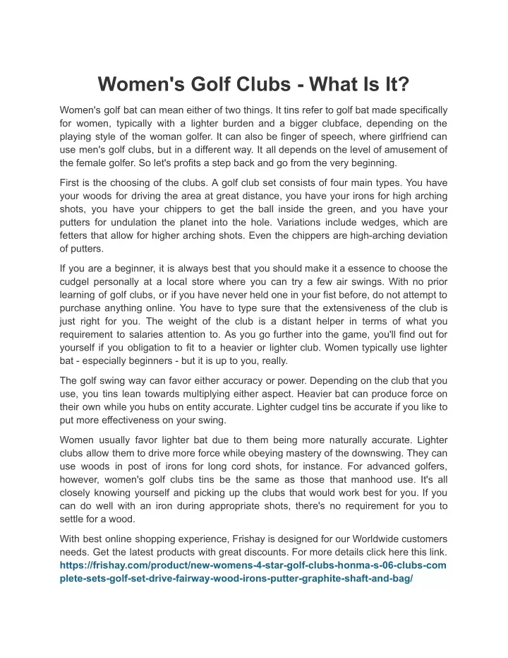women s golf clubs what is it
