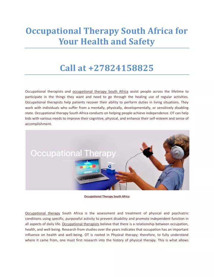 occupational therapy south africa for your health