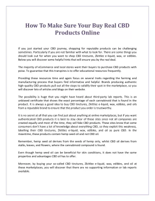 how to make sure your buy real cbd products online