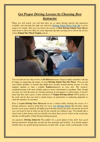 get proper driving lessons by choosing best