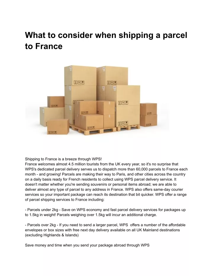what to consider when shipping a parcel to france