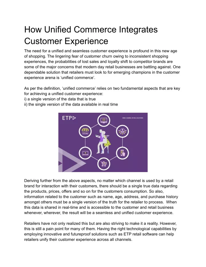 how unified commerce integrates customer