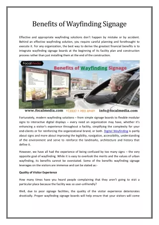 Benefits of Wayfinding Signage