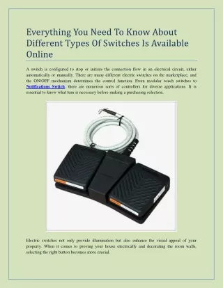 Everything You Need To Know About Different Types Of Switches Is Available Online