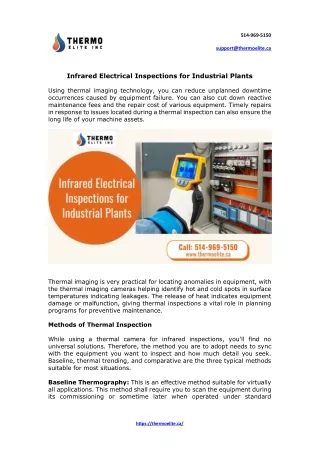 Infrared Electrical Inspections for Industrial Plants