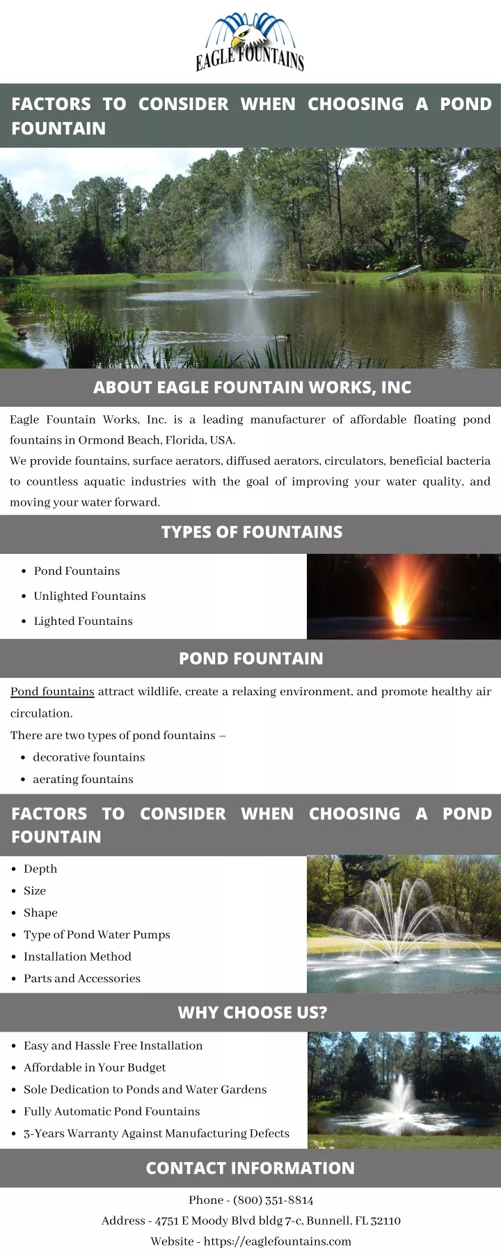 factors to consider when choosing a pond fountain