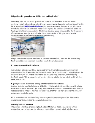 Why should you choose NABL accredited labs?