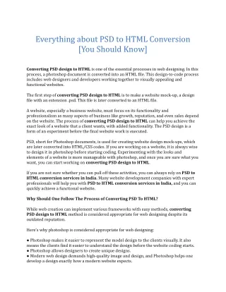 Everything about PSD to HTML Conversion [You Should Know]