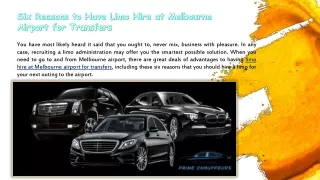 Six Reasons to Have Limo Hire at Melbourne Airport for Transfers