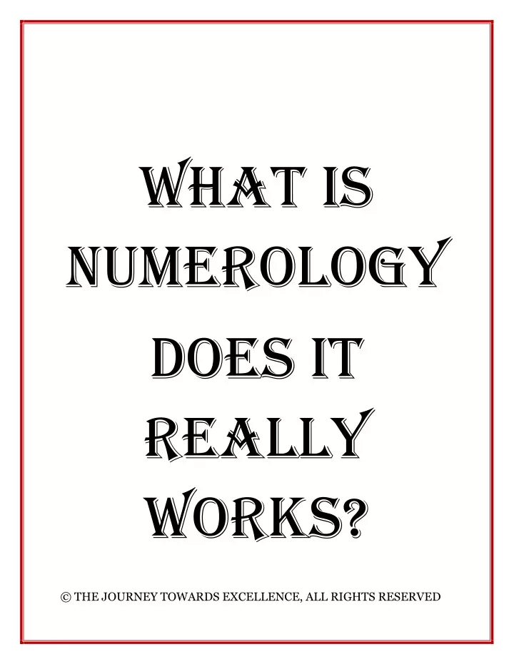 what is numerology does it really works