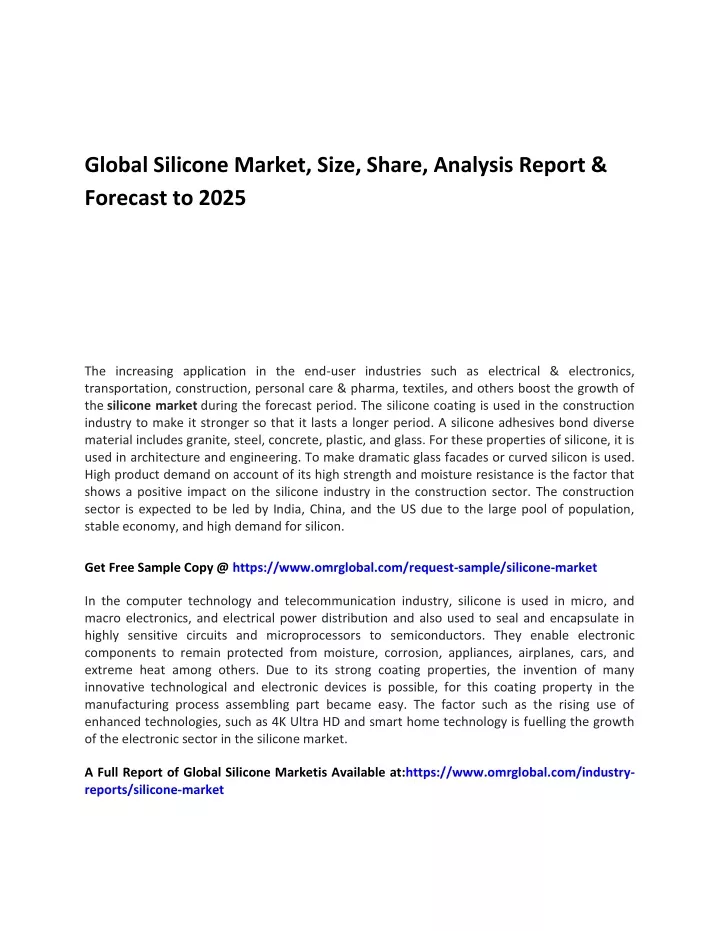 global silicone market size share analysis report