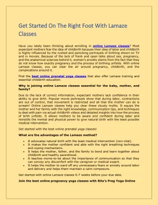 Get Started On The Right Foot With Lamaze Classes