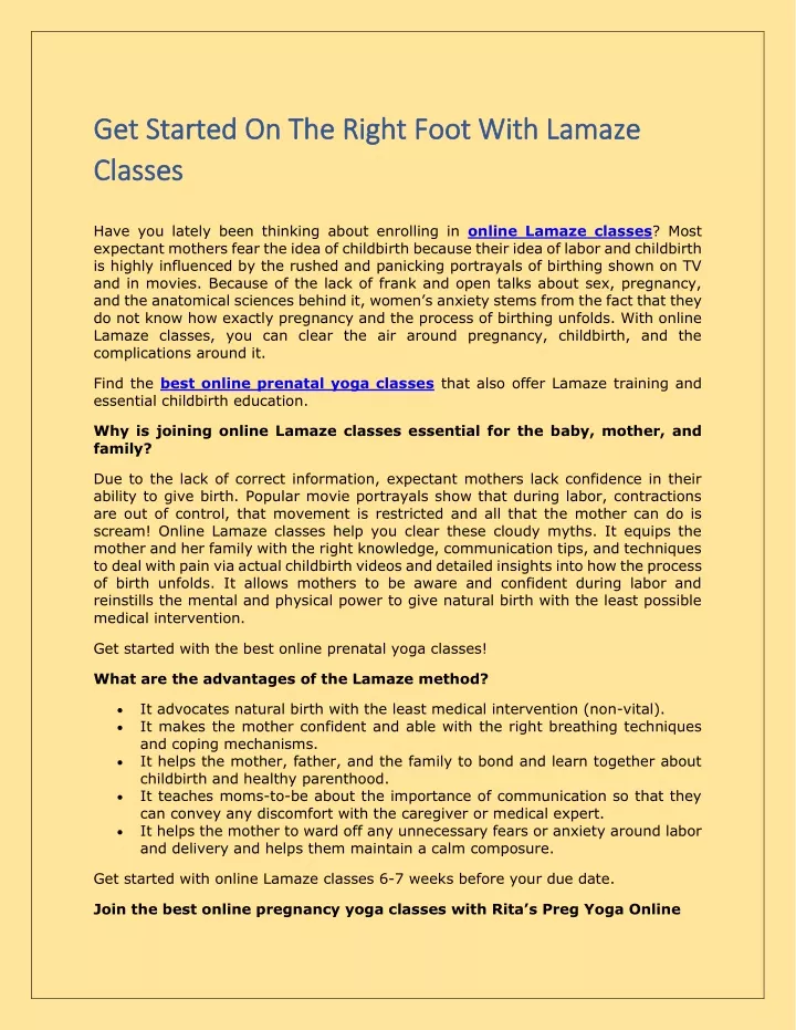 get started on the right foot with lamaze