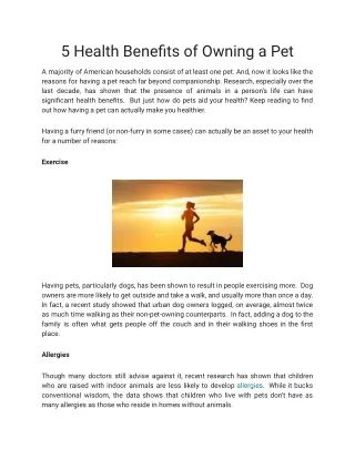 5 Health Benefits of Owning a Pet