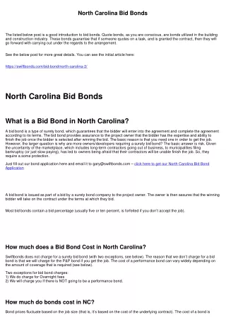 North Carolina Bid Bonds