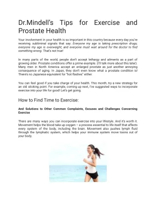 Dr. Mindell’s Tips for Exercise and Prostate Health
