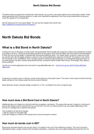 North Dakota Bid Bonds