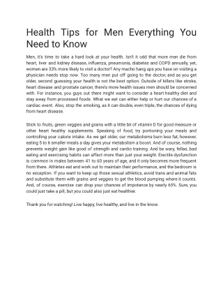 Health Tips for Men Everything You Need to Know