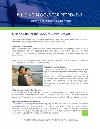 building blocks for retirement