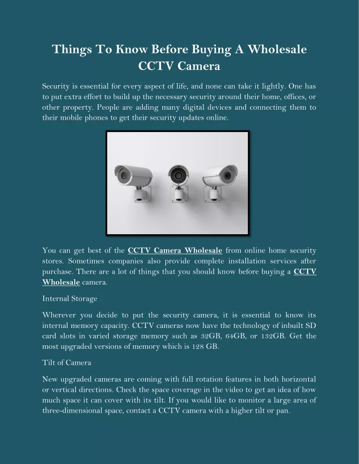 things to know before buying a wholesale cctv