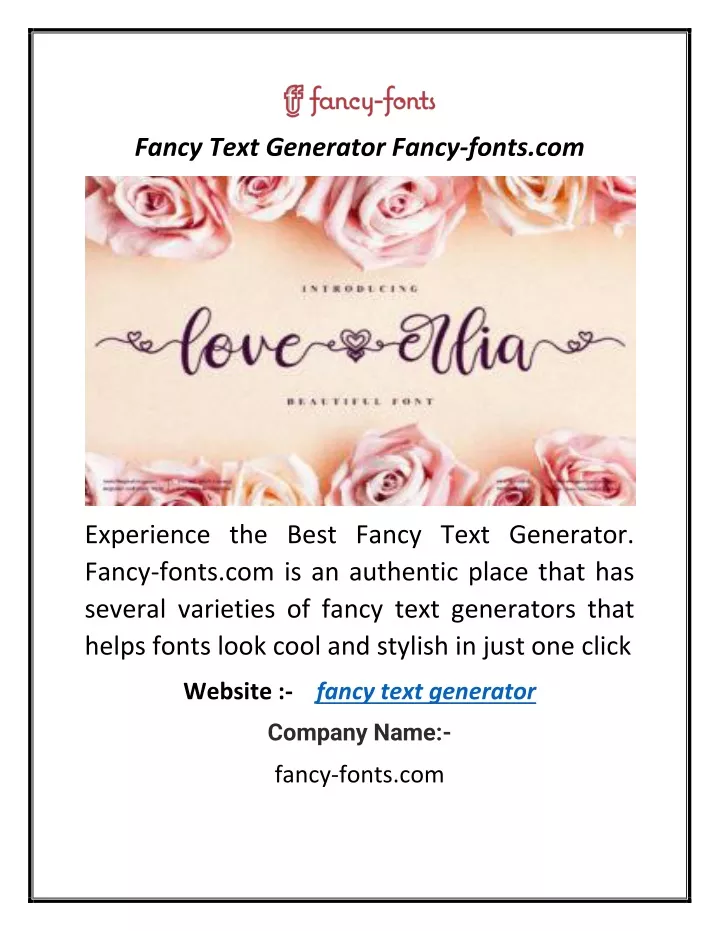 PPT - Fancy Text Generator Fancy-fonts PowerPoint Presentation, Free ...