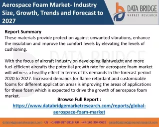 Aerospace Foam Market : by Manufacturers, Production Capacity, Price, Product