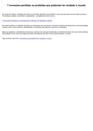 invenções que poderiam ter mudado o mundo