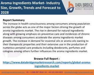 Aroma Ingredients Market : Executive Summary and Analysis By Top Players