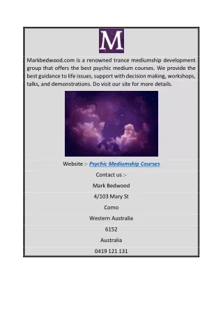 Psychic Mediumship Courses | Markbedwood.com