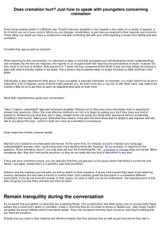 Does cremation hurt? Exactly how to speak to youngsters concerning cremation
