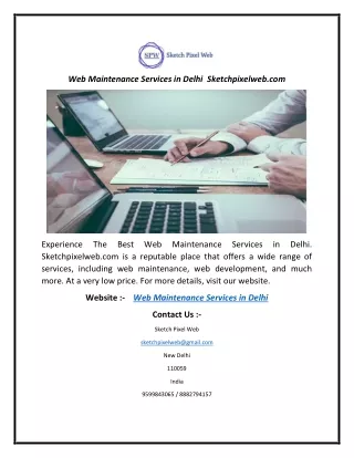 Web Maintenance Services in Delhi  Sketchpixelweb