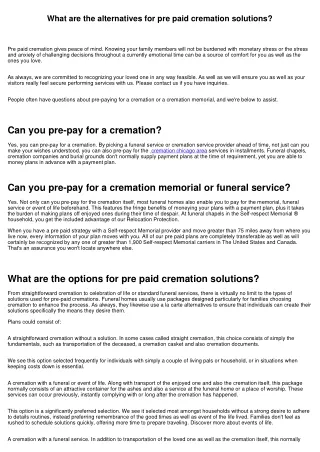 What are the choices for pre-paid cremation services?