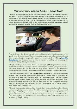 how improving driving skill is a great idea