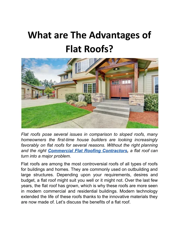 what are the advantages of flat roofs