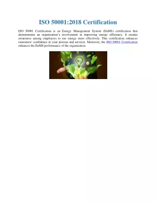 ISO 50001:2018 (EnMS) Certification