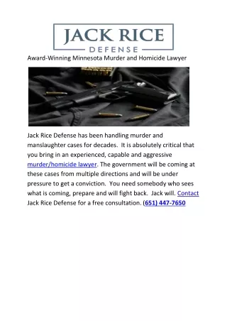 Award-Winning Minnesota Murder and Homicide Lawyer