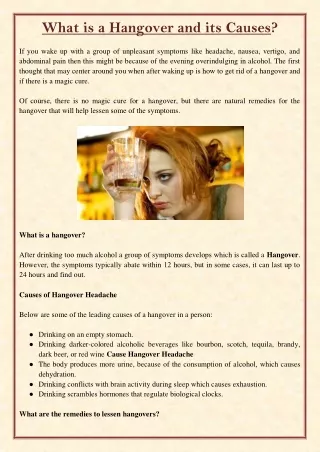 what is a hangover and its causes